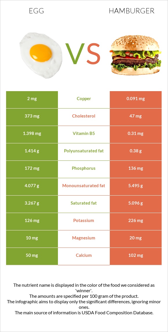 Egg vs Hamburger infographic