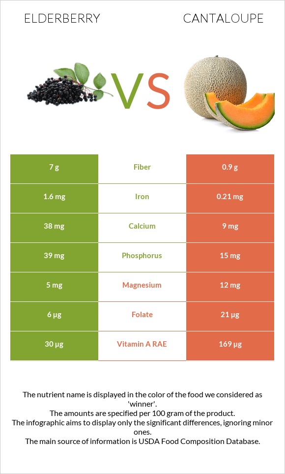 Elderberry vs Կանտալուպ infographic