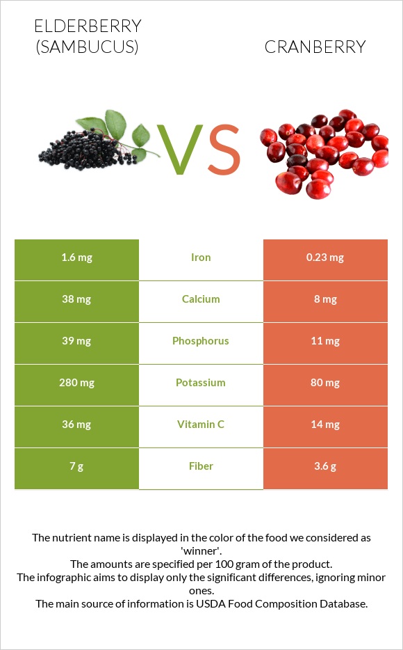Elderberry vs Լոռամիրգ infographic