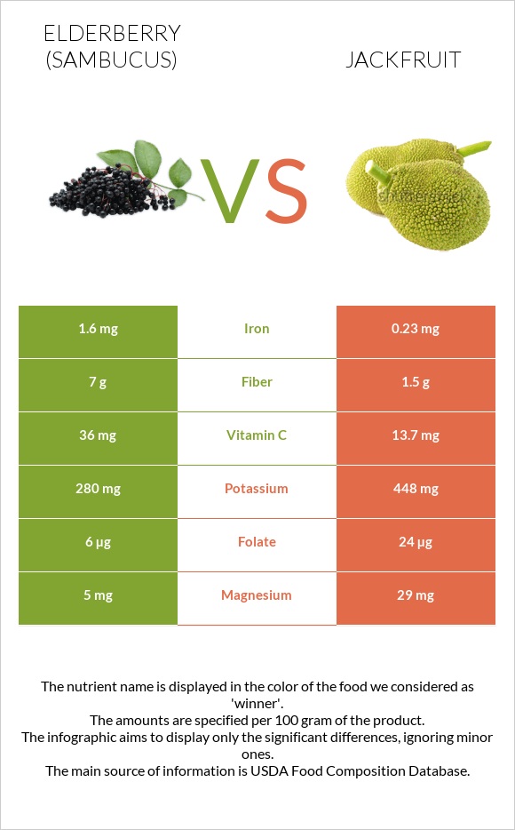 Elderberry vs Jackfruit infographic