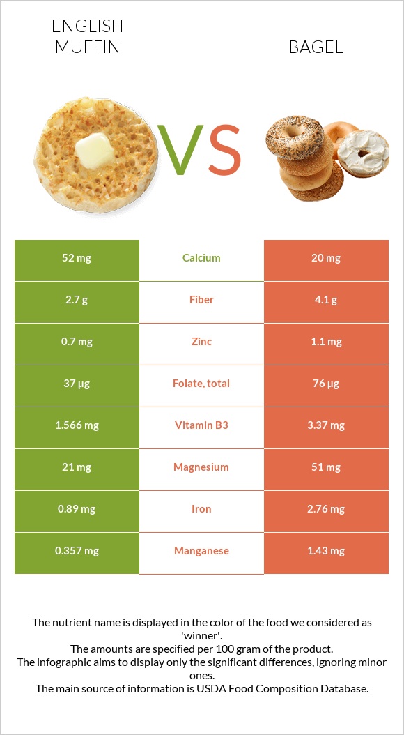 English muffin vs Bagel infographic