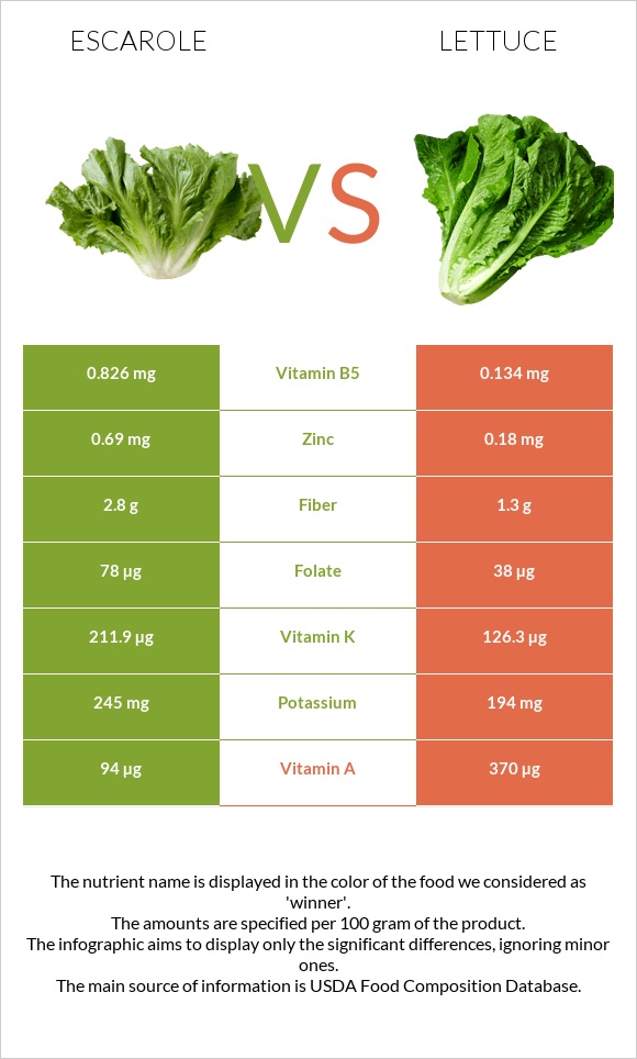 Escarole vs Հազար infographic