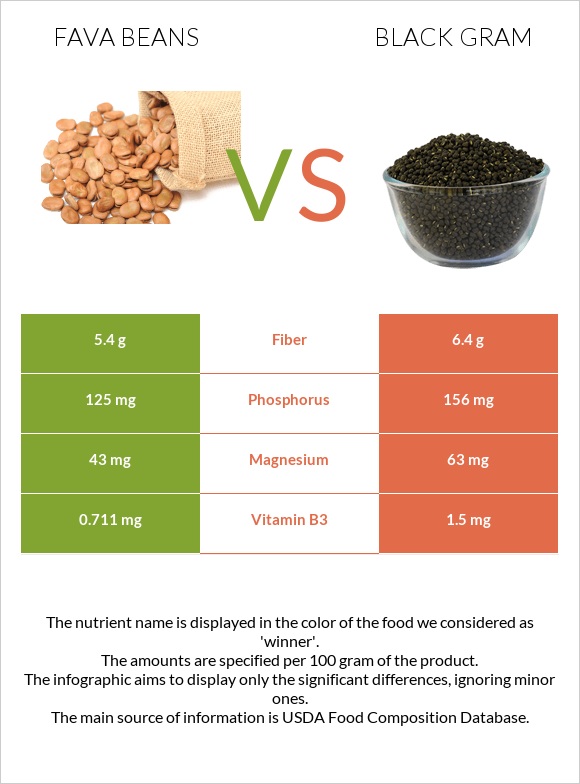 Fava beans vs Black gram infographic