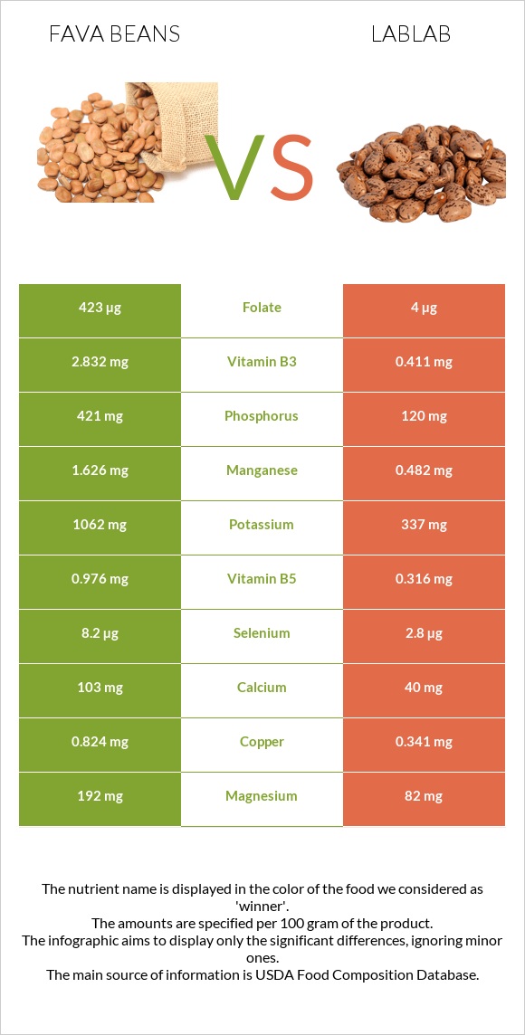 Fava beans vs Lablab infographic