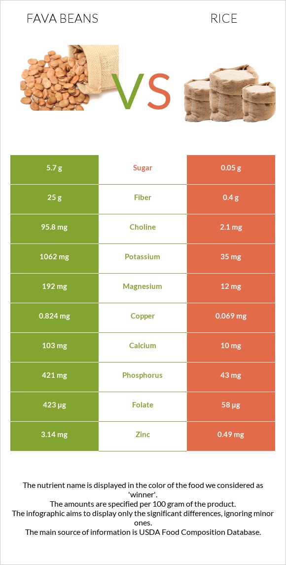 Fava beans vs Rice infographic