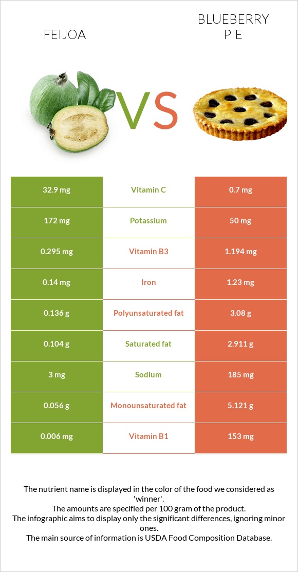 Feijoa vs Blueberry pie infographic