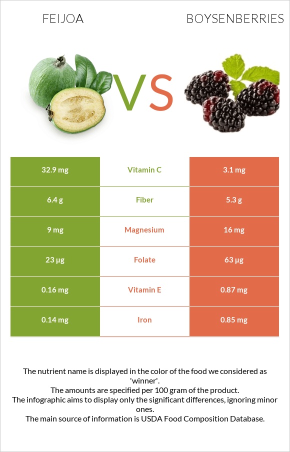 Feijoa vs Boysenberries infographic