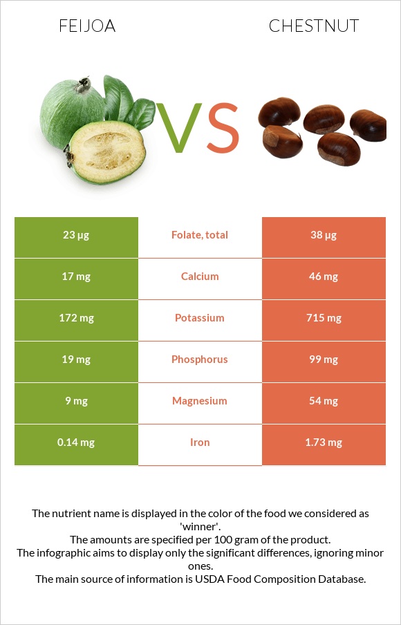 Feijoa vs Chestnut infographic