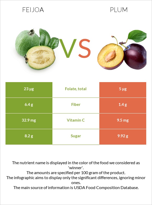 Feijoa vs Plum infographic