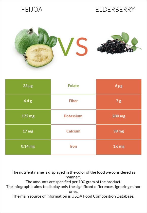 Ֆեյխոա vs Elderberry infographic