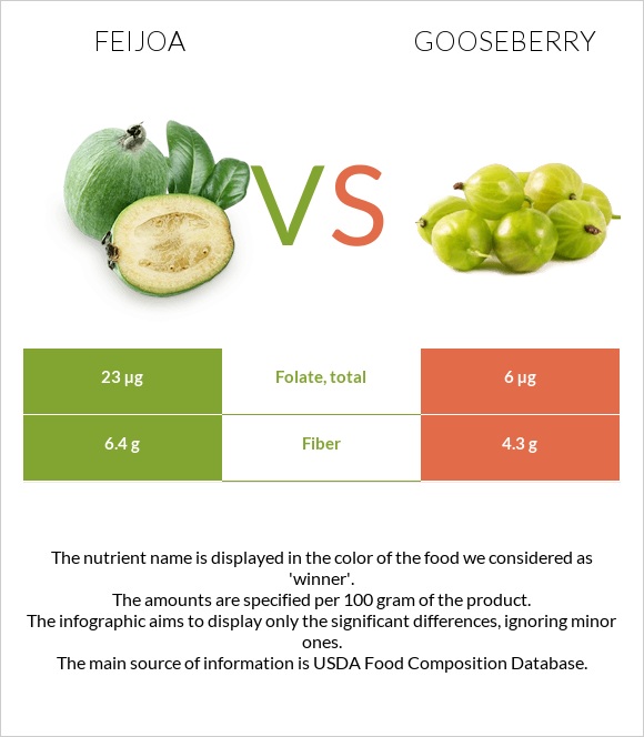 Feijoa vs Gooseberry infographic