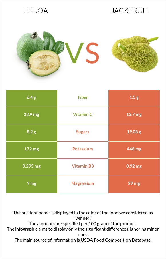 Feijoa vs Jackfruit infographic