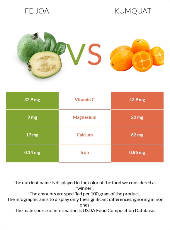 Feijoa vs Kumquat infographic