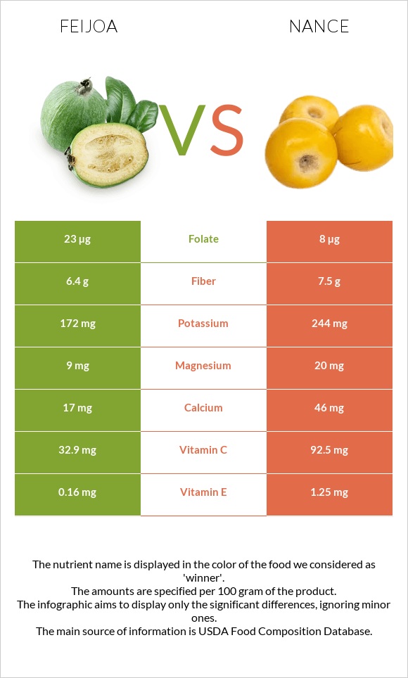 Feijoa vs Nance infographic