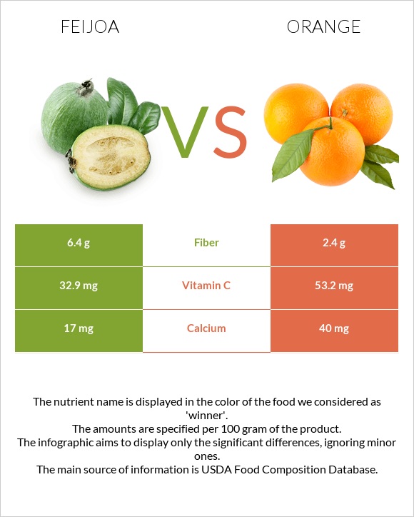 Feijoa vs Orange infographic