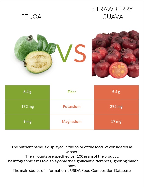 Ֆեյխոա vs Ելակի գուավա infographic