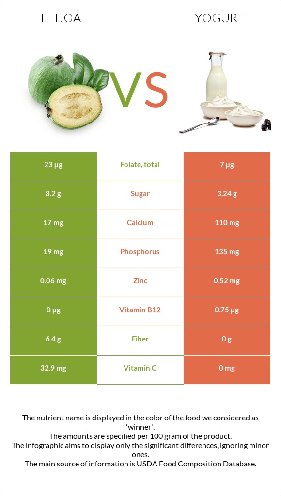 Feijoa vs Yogurt infographic