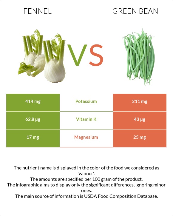 Fennel vs Green bean infographic