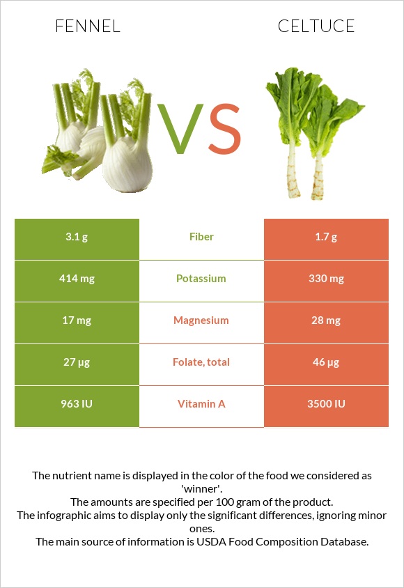 Fennel vs Celtuce infographic