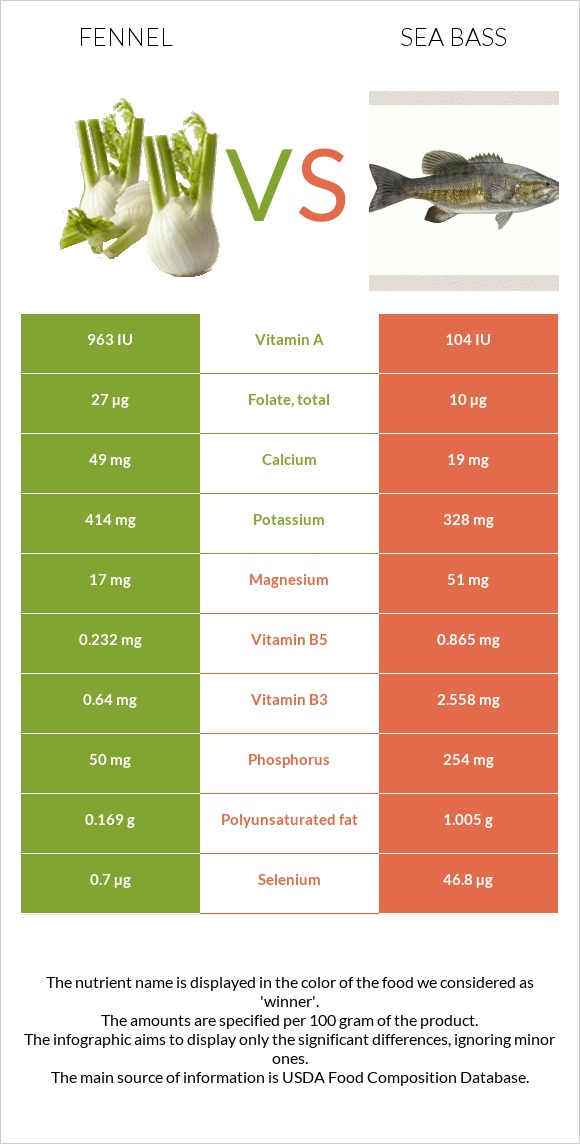 Fennel vs Sea bass infographic