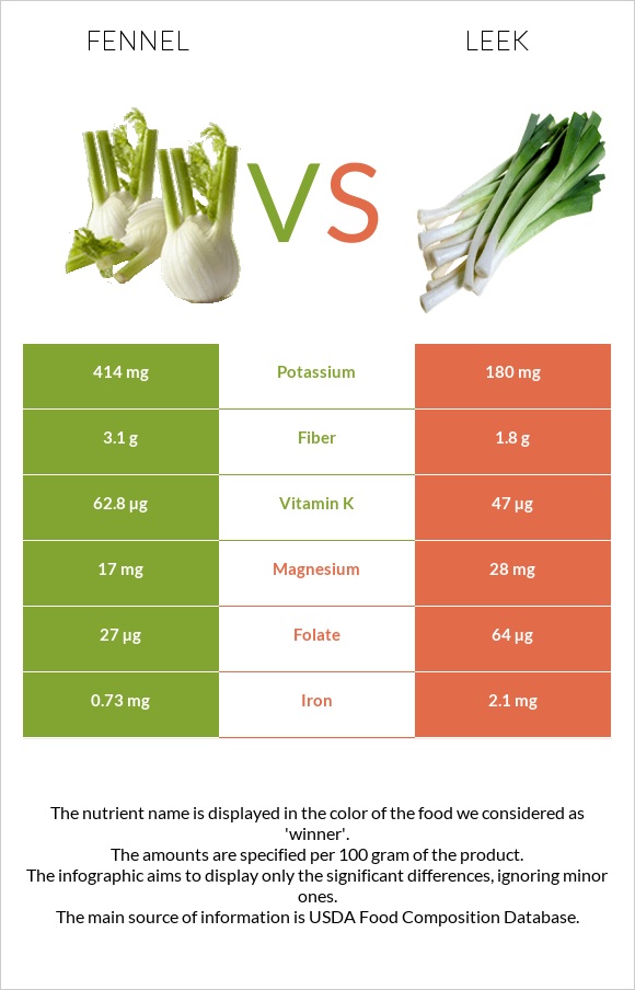 Fennel vs Leek infographic