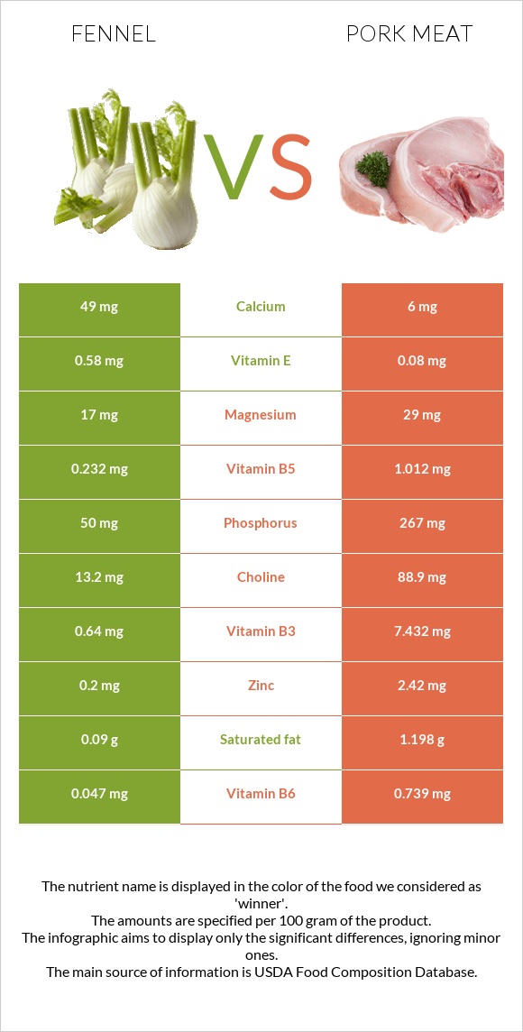 Fennel vs Pork Meat infographic