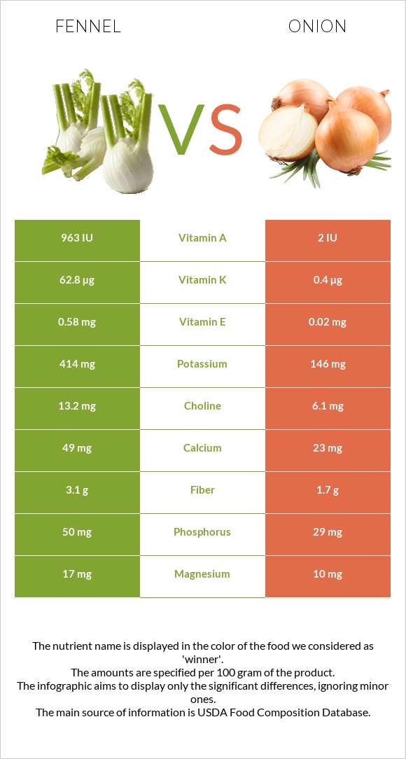 Ֆենխել vs Սոխ infographic