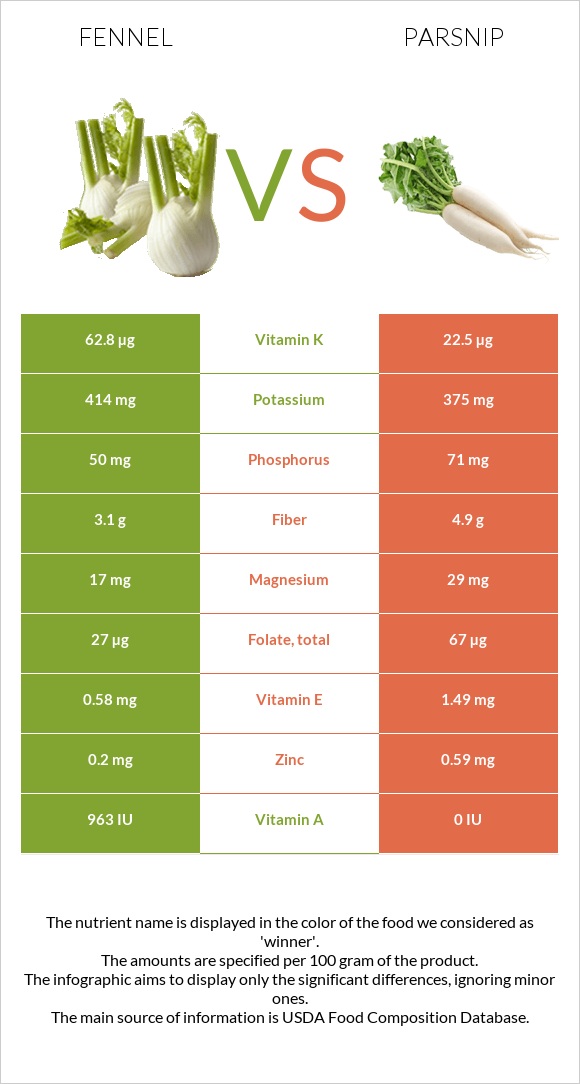 Fennel vs Parsnip infographic