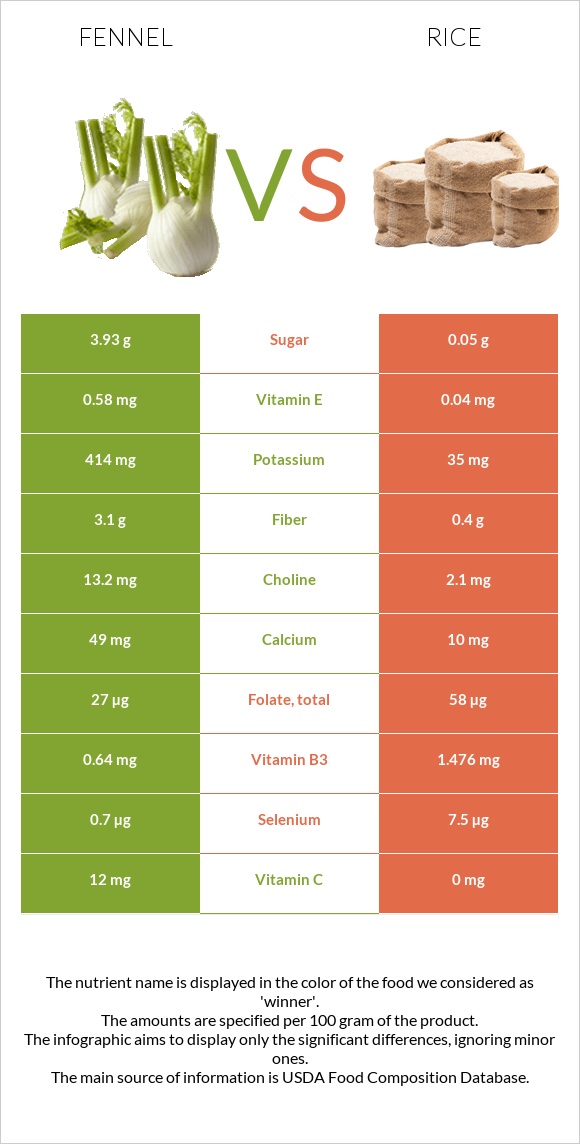 Fennel vs Rice infographic