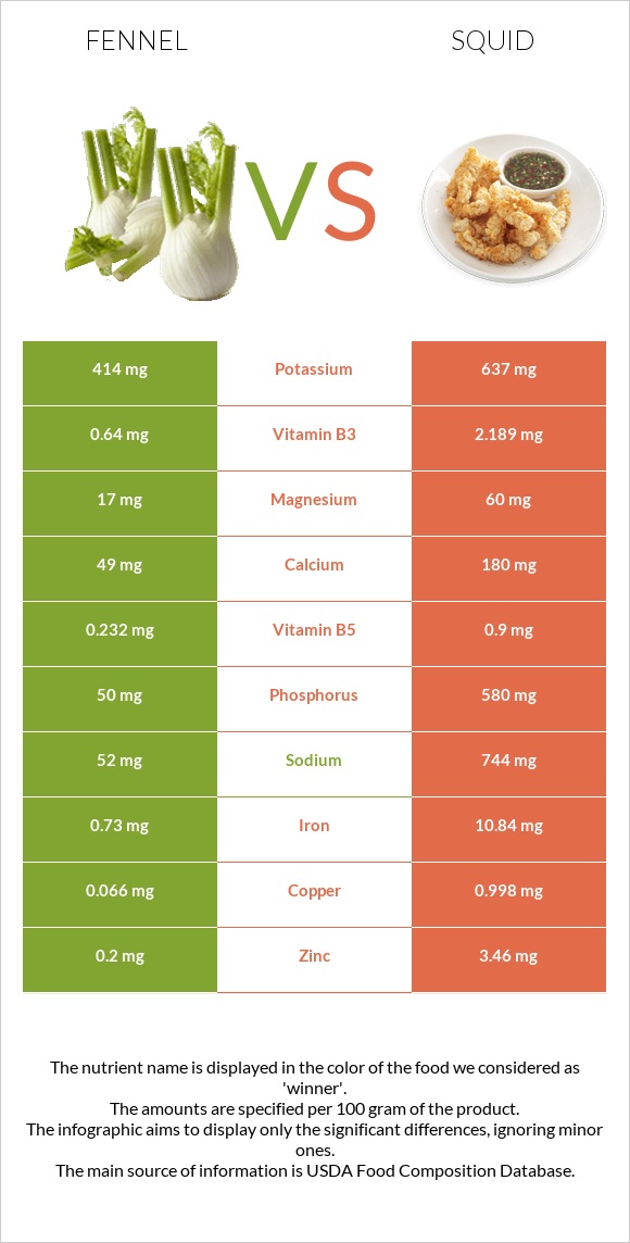 Fennel vs Squid infographic
