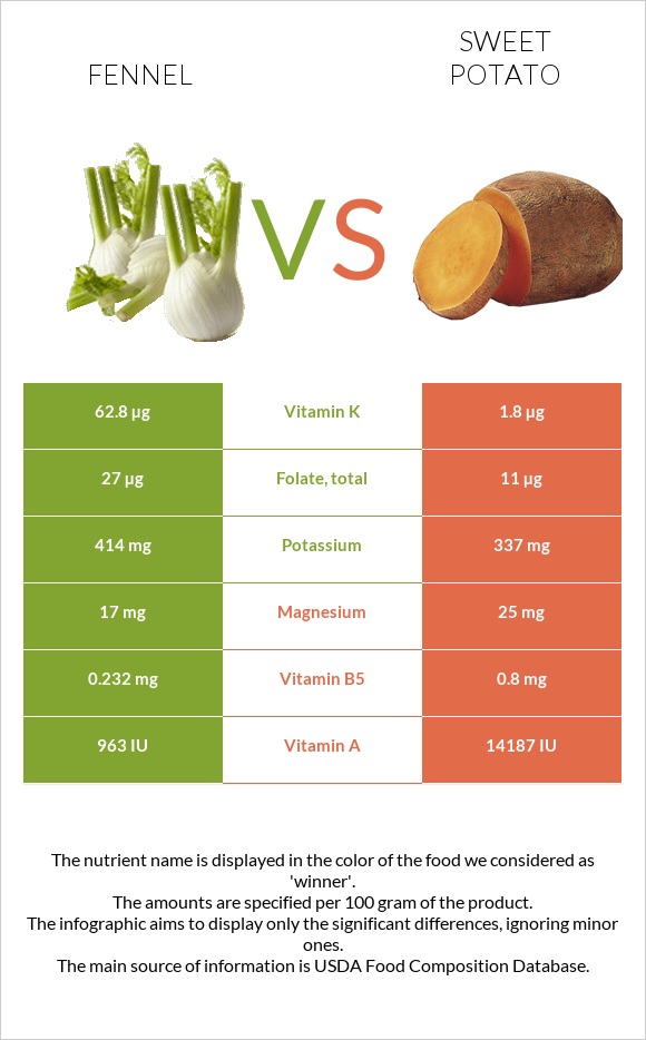 Ֆենխել vs Բաթաթ infographic