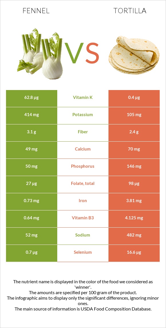 Fennel vs Tortilla infographic