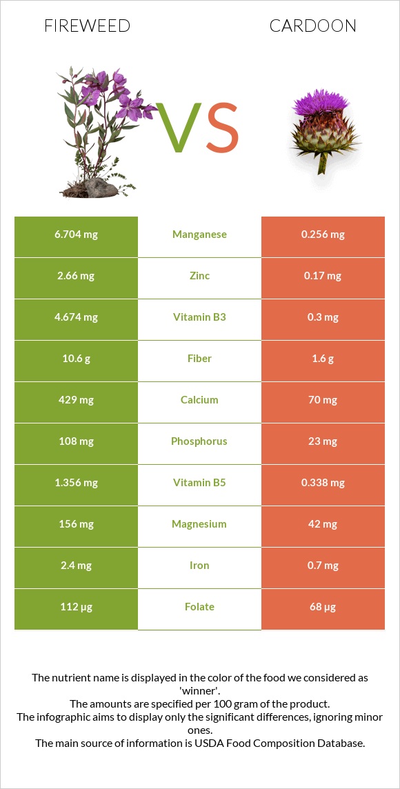 Fireweed vs Cardoon infographic