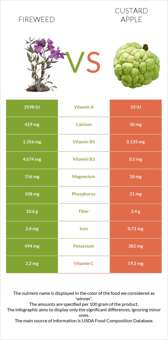 Fireweed vs Custard apple infographic
