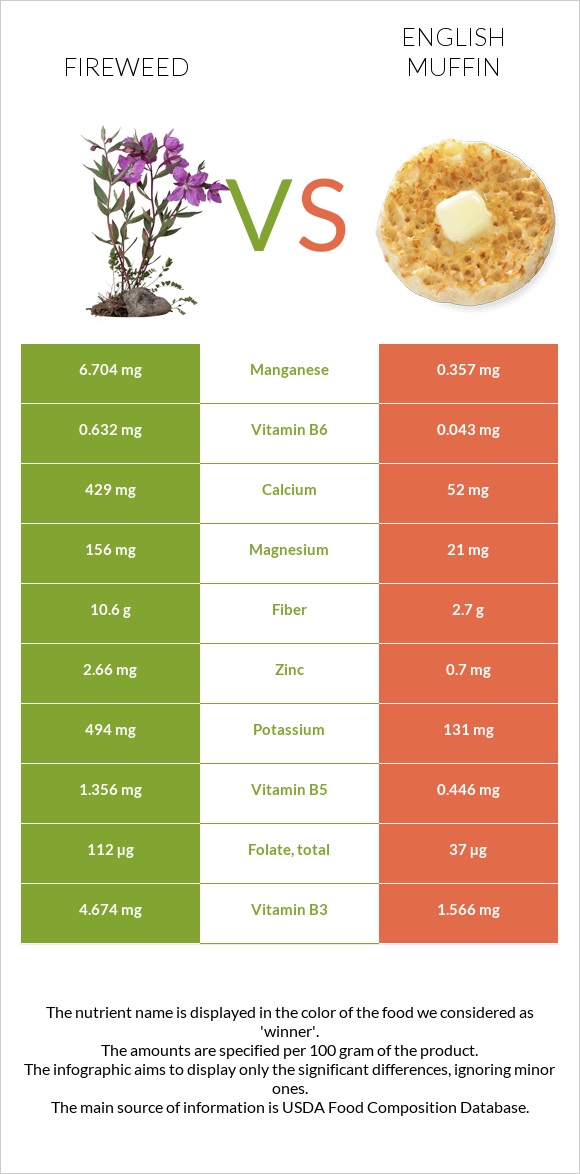 Fireweed vs English muffin infographic