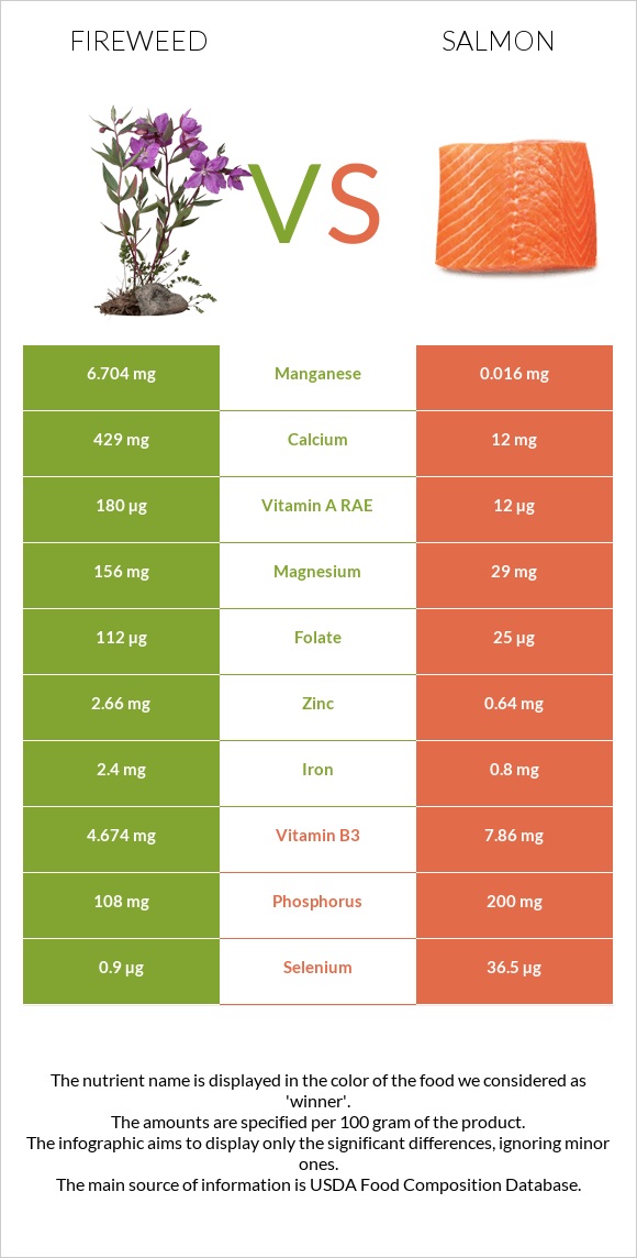 Fireweed vs Salmon raw infographic