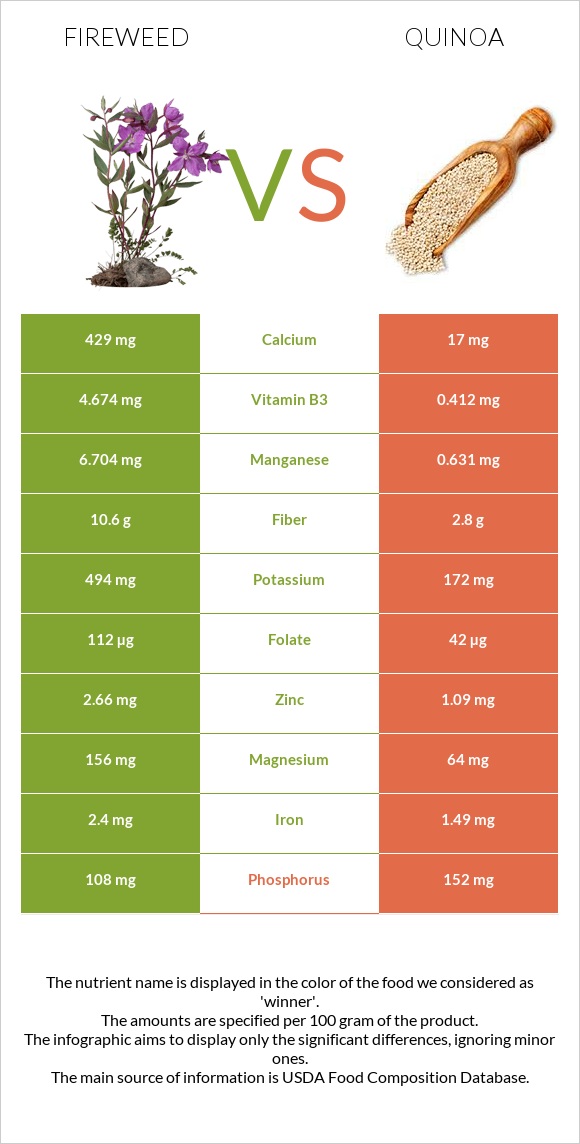 Fireweed vs Quinoa infographic