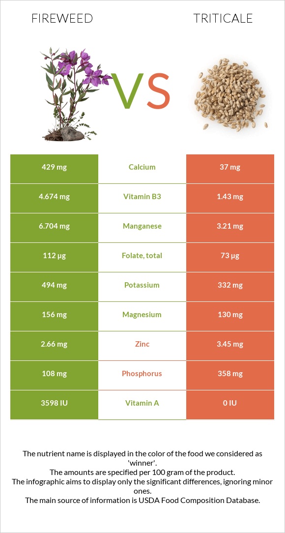 Fireweed vs Triticale infographic