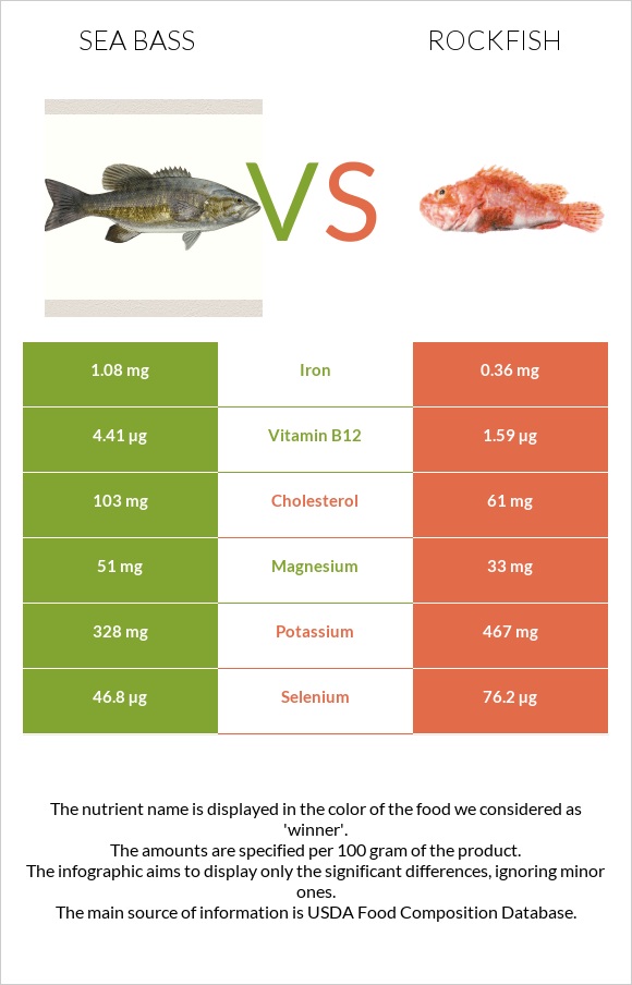 Bass vs Rockfish infographic