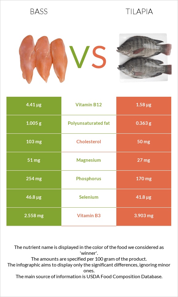 Bass vs Tilapia infographic