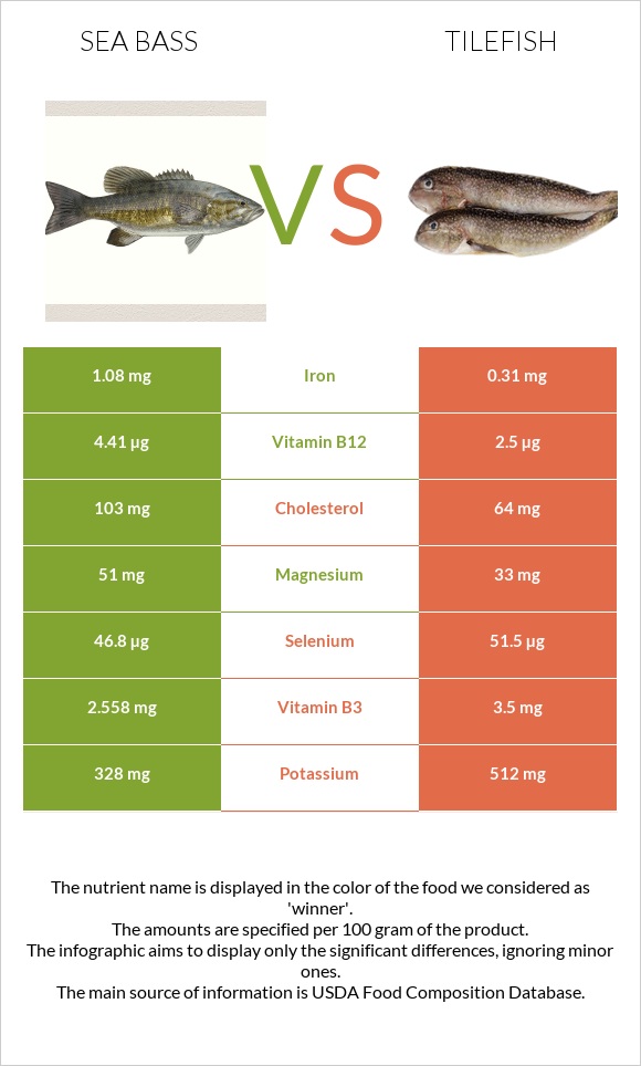 Bass vs Tilefish infographic