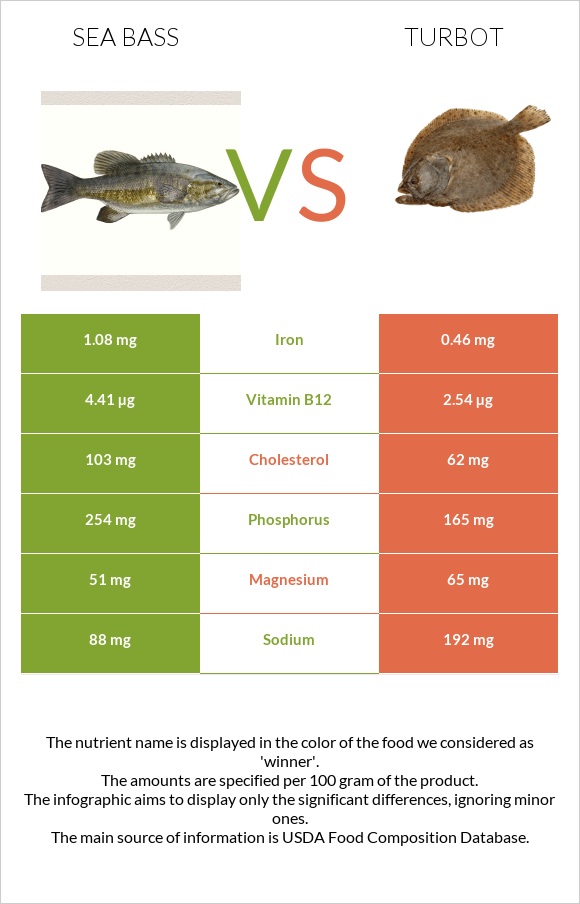 Sea bass vs Turbot infographic