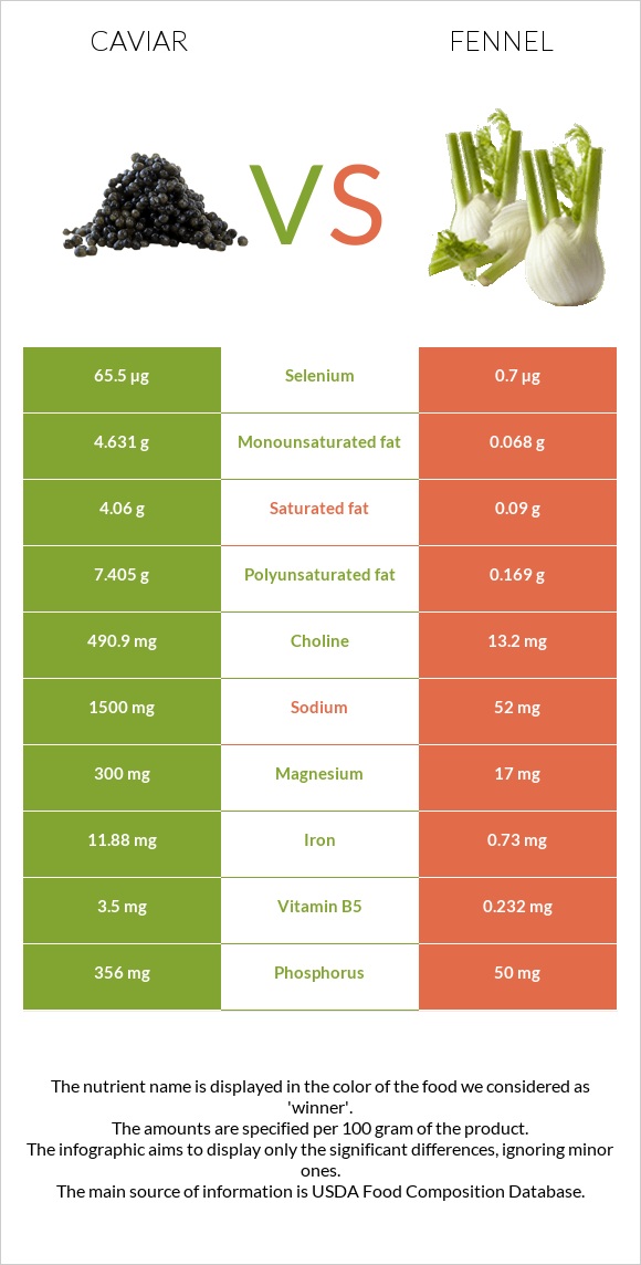 Caviar vs Fennel infographic