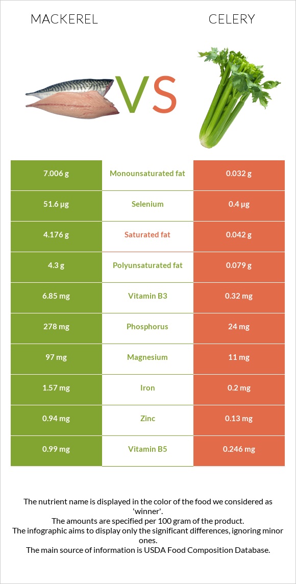 Mackerel vs Celery infographic