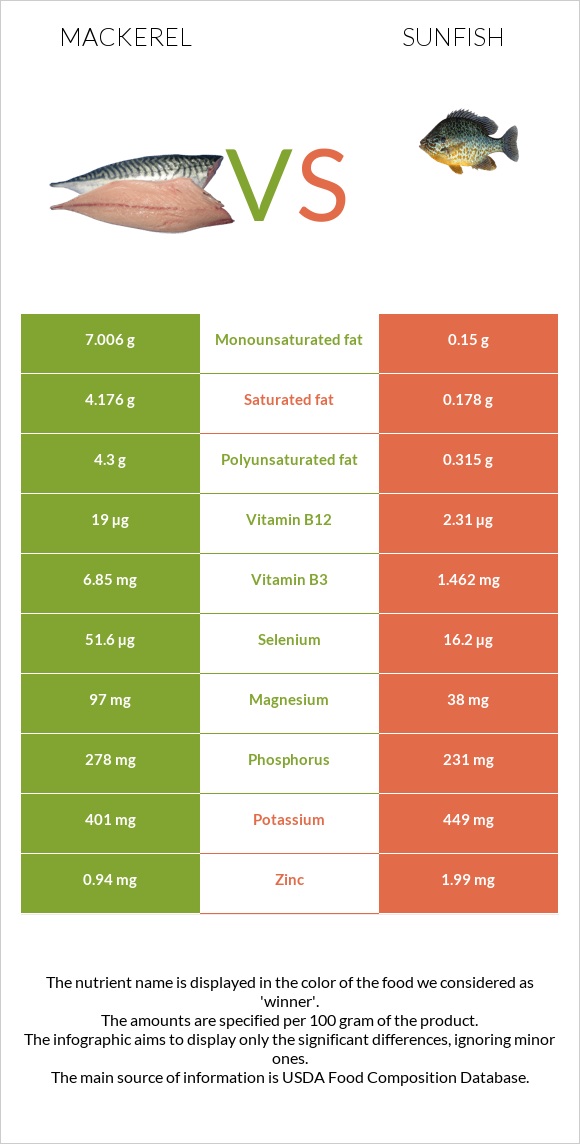 Mackerel vs Sunfish infographic