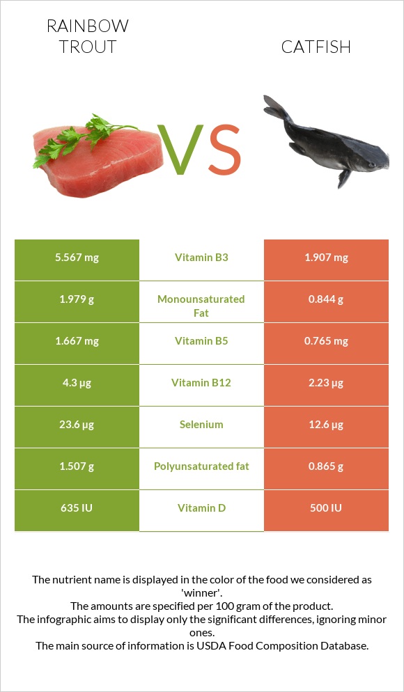 Rainbow trout vs Catfish infographic