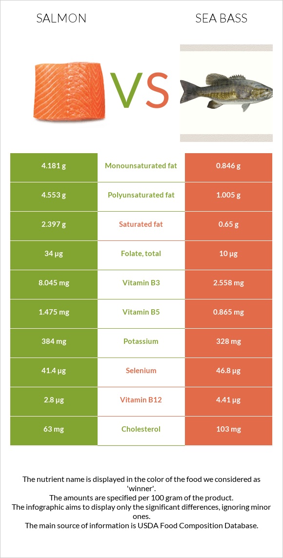 Salmon vs Bass infographic