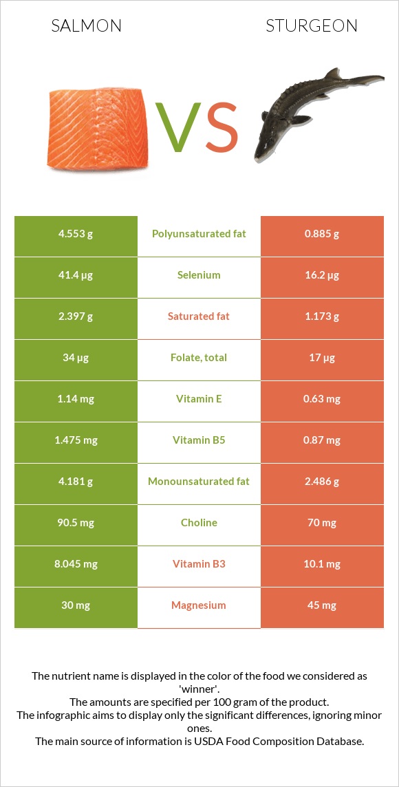 Salmon vs Sturgeon infographic