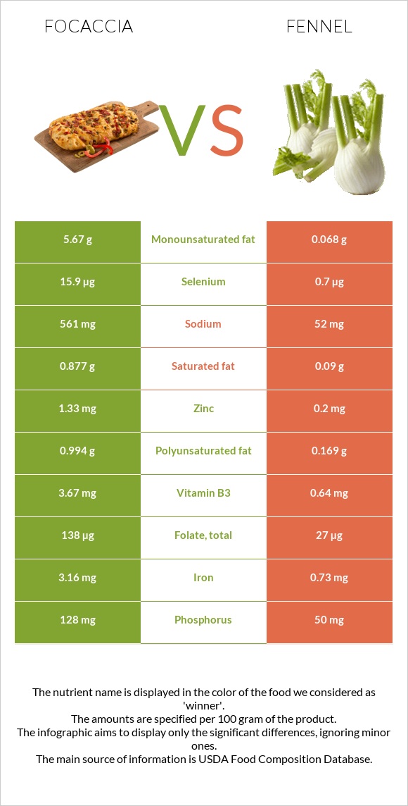 Focaccia vs Fennel infographic