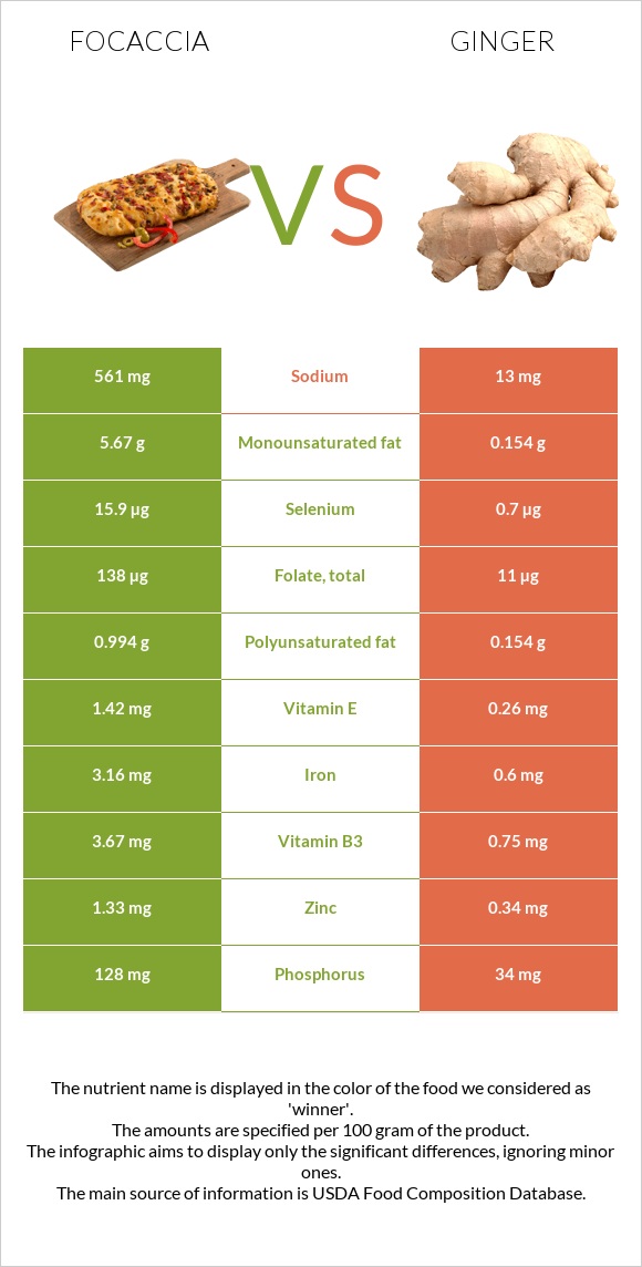 Focaccia vs Ginger infographic